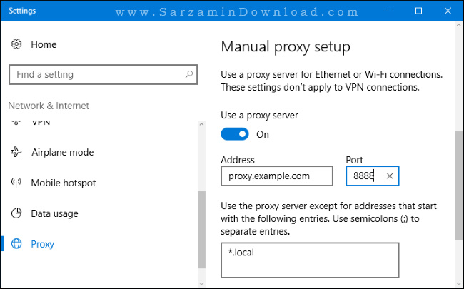 manual proxy setup