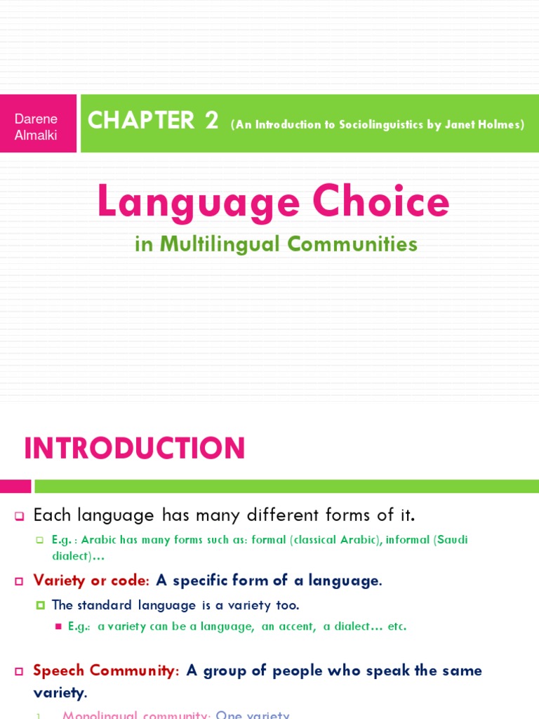 language choice in multilingual communities pdf