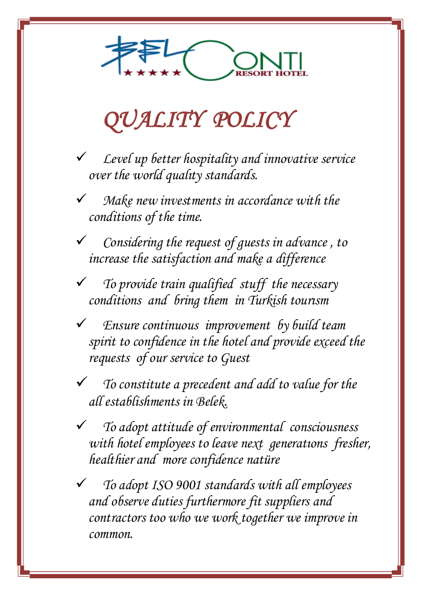 hotel policy sample