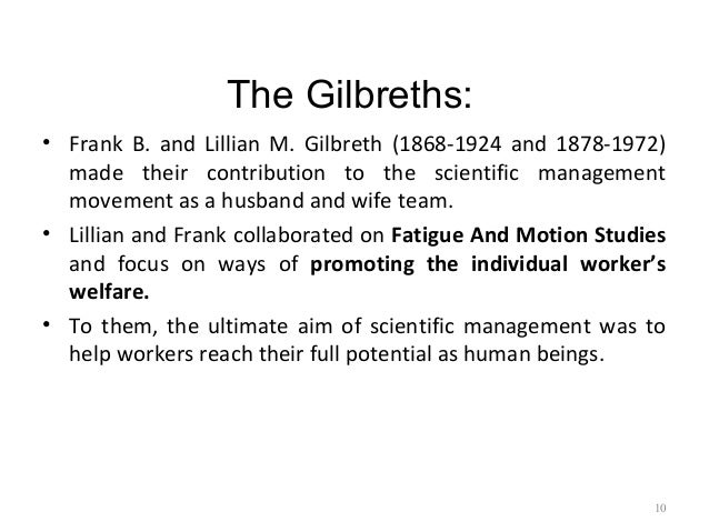 frank and lillian gilbreth scientific management theory pdf