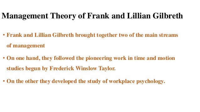 frank and lillian gilbreth scientific management theory pdf