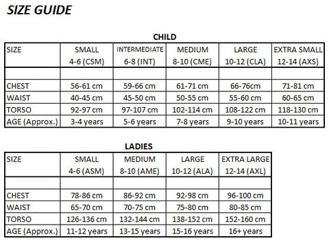 gymnastics leotard size guide