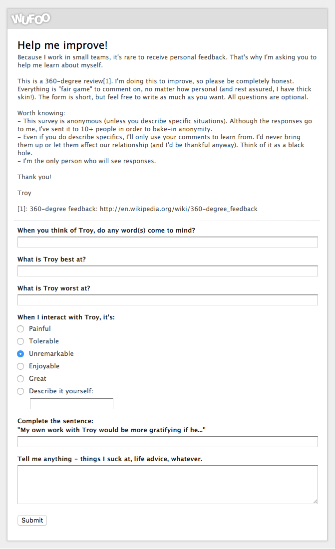 how to request feedback from coworkers email sample